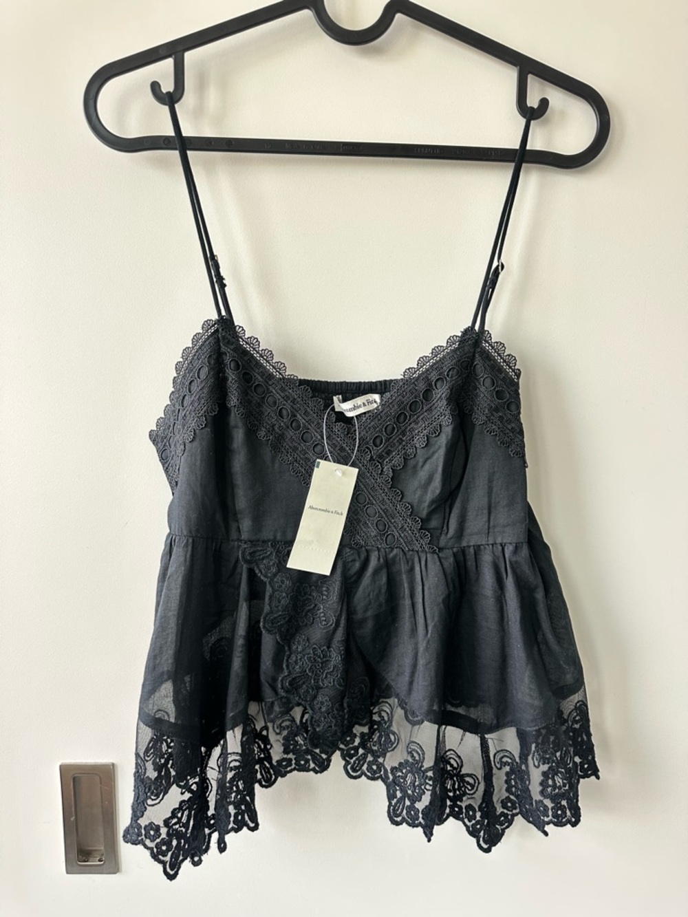 Abercrombie & Fitch Black Lace-Trim Camisole Tank